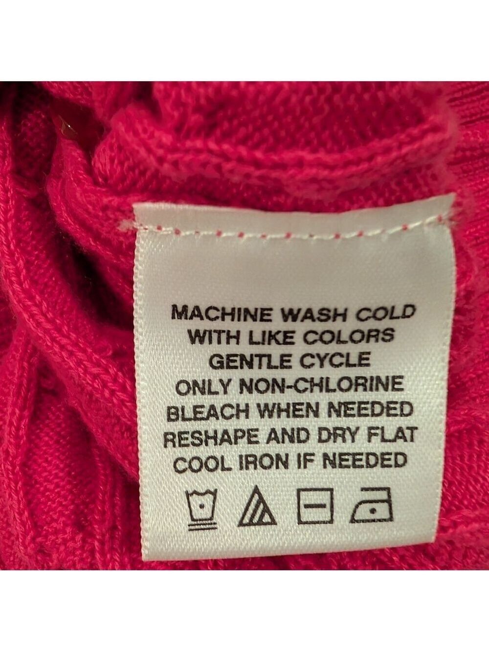 Kate Hill Pink Cable Knit Cardigan Raspberry Color Petite Medium - Picture 7 of 7